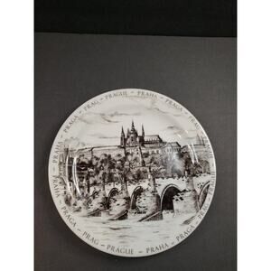 Prague Black And White Czech Republic Decorative Collector's Plate 9.25"